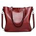 Coolives Sac Cabas pour Femme Tote Sacs à Main portés épaule avec Bandoulière Sac a Main Fourre-Tout en Cuir PU Vin Rouge