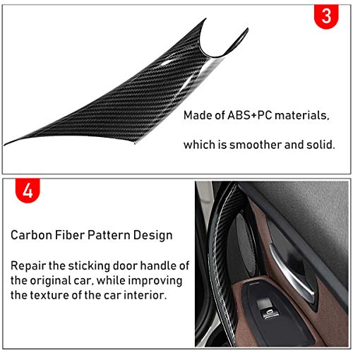 Image of Jaronx 2PCS Door Handle Covers Compatible with BMW 3 /4 Series Driver Side & Passenger Side Door Pull Handle Covers (Compatible with BMW 320i,328i,330i,335i F30 /F31 and 428i,435i F32 /F36)(Carbon Fiber) | Driver Side & Passenger Side Door Pull Handle Covers (for 320i,328i,330i,335i F30 /F31 428i and 435i F32 /F36)(Carbon Fiber)