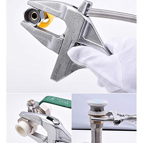 Adjustable Wrench ,16 - 68Mm Short Shank Large Openings Ultra-Thin Wrench ,Lightweight Aluminum Alloy Repair Tools For Bathroom, Washbasin, Tube Nut Disassembly( Silver ) #TOP1