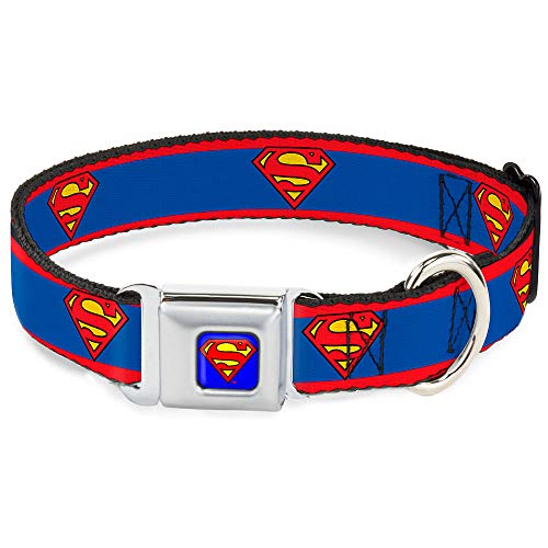 Buckle Down 9 – 15 'Superman Shield/Rayas Rojo/Azul Collar de Perro