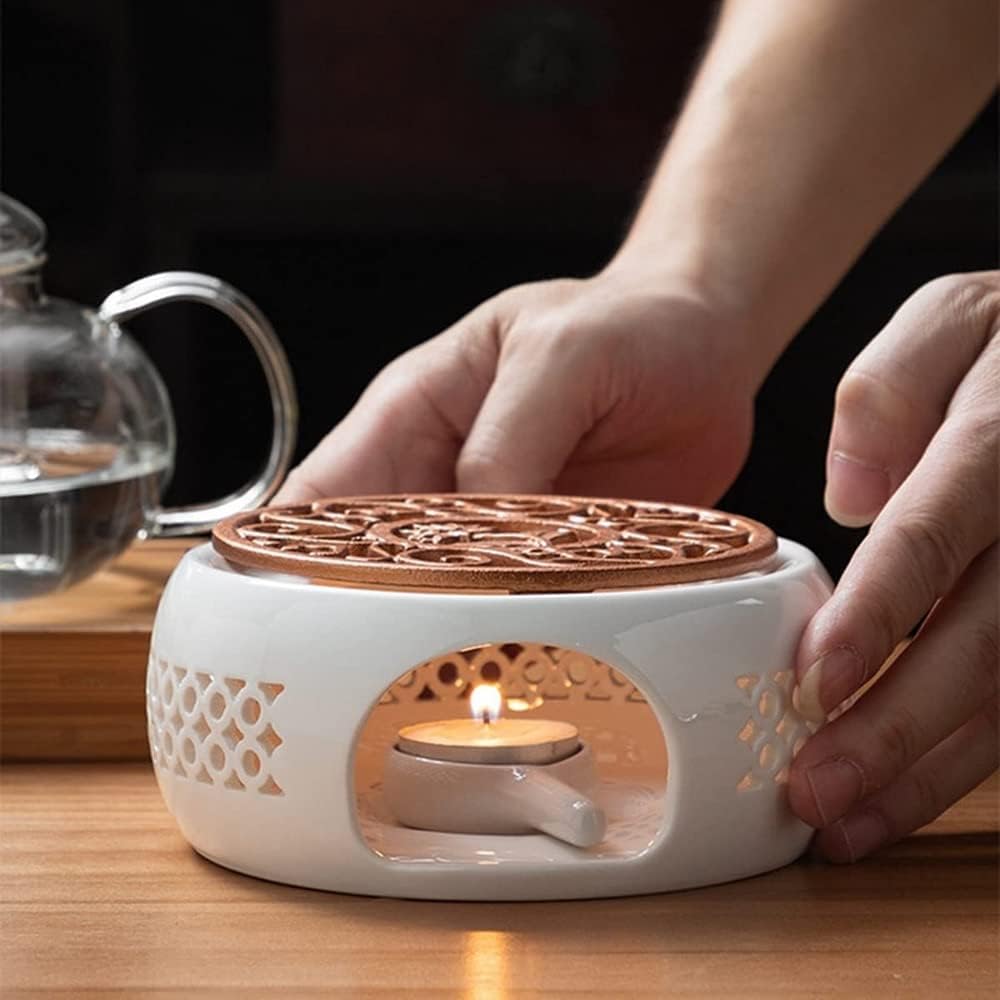 AAGAZA 5.8inch Ceramic Teapot Warmer Holder Base Tea Coffee Water Warmer Candle Heating Base