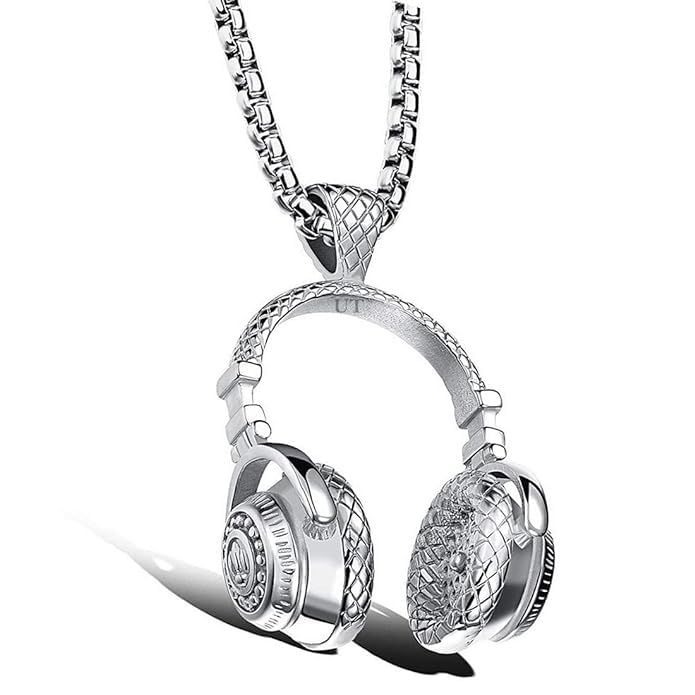El Regalo DJ Headset Music Earphone Headphone Pendant Necklace with Stainless Steel Chain for Men/Women/Girls/Boys and All Music Lovers (B0CKYZGMPH) Amazon Price History, Amazon Price Tracker