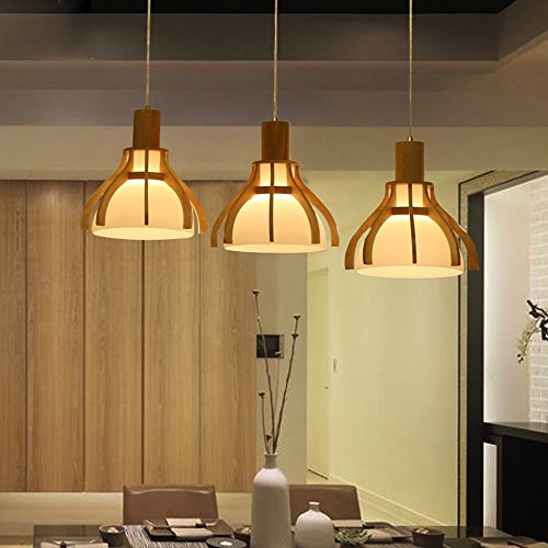 Lustre en bois massif pour plafond bas manque de chaleur intérieure - 4