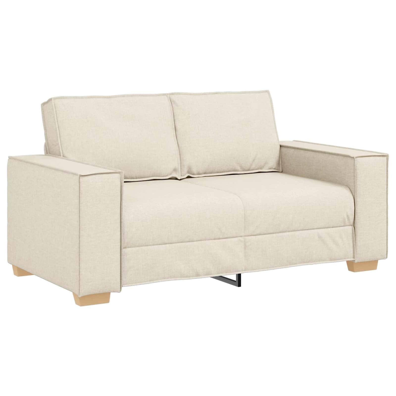 Juego de sofá de 2 piezas, color beige, moderno sofá de mezcla de lino, sofá tapizado de 3 plazas y 2 plazas para salón, marco de metal estable, acolchado cómodo