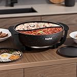 Hot Pot Electric with Divider, 6L Double-Flavor Non-stick pot, Temperature control, Large 6-Litre Capacity, Suitable for 6-12 people (black) - Image 2