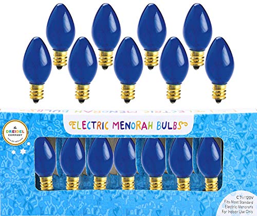 The Dreidel Company Rite-Lite Judaica Blue Electric Menorah Bulbs, Box 0f 9