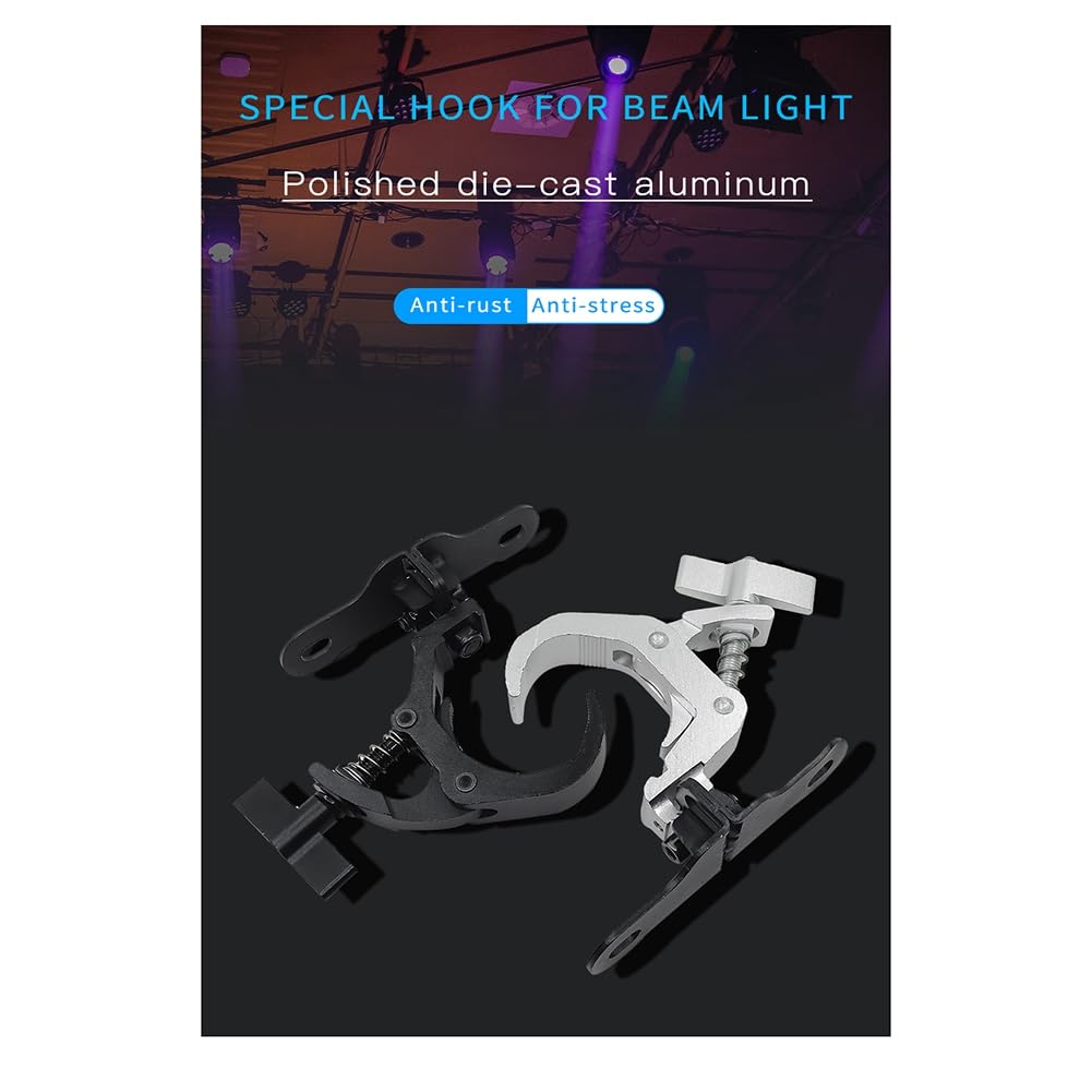 1 Paio di Luci da Palco In Alluminio con Gancio per Fascio di Luci A Testa Mobile, Clip per Traliccio, Carico di Sicurezza 150 Kg per Attrezzature da Palco per Discoteca DJ, Facili da Sostitui