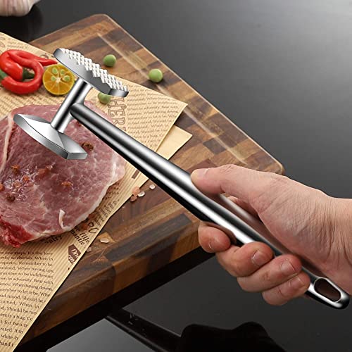 Aliglow Meat Tenderizer 304 Stainless Steel Meat Hammer/Mallet Tool/Pounder For Tenderizing And Pounding Steak, Beef And Poultry. Solid Metal Construction #TOP4