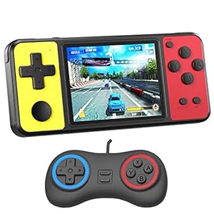 Handheld Game Console for Kids Aldults Preloaded 270 Classic Retro Games with 3.0” Color Display and Gamepad Rechargeable Arcade Gaming Player (Black Yellow)
