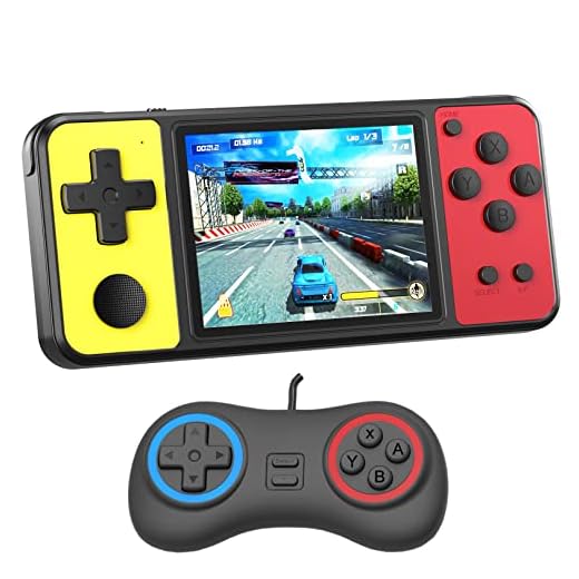Great Boy Handheld Game Console for Kids Aldults Preloaded 270 Classic Retro Games with 3.0'' Color Display and Gamepad Rechargeable Arcade Gaming Player (Black Yellow)