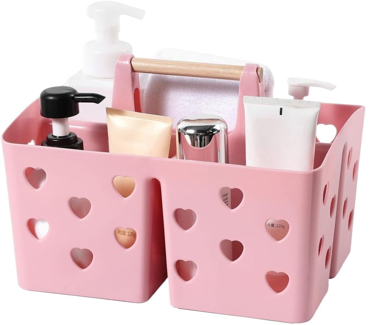 WSQHAO Portable Shower Caddy Plastic Basket Organizer Divided Bathroom Storage Cleaning Tote With Handle for Shower