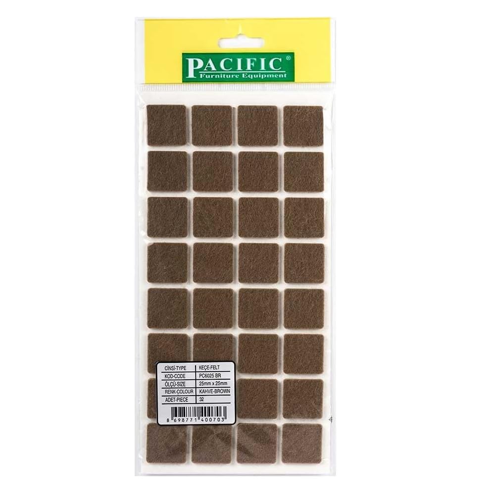 Pacific Furniture Equipment Yapışkan Keçe Zemin Koruyucuları Mobilya Ayakları için Keçe Pedleri Zemin Koruyucuları Ses Azaltıcı Mobilya Pedleri, Kendinden Yapışkanlı Zemin Koruyucu 25X25mm