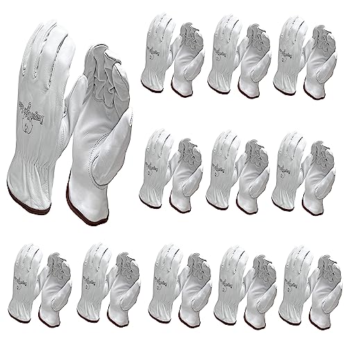 Strongarm Goatskin Leather Work Gloves, 12-Pack