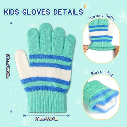 Image of Kids Winter Hat Gloves Scarf Set: Girls Boys Beanie Fleece Lined Ages 6-10