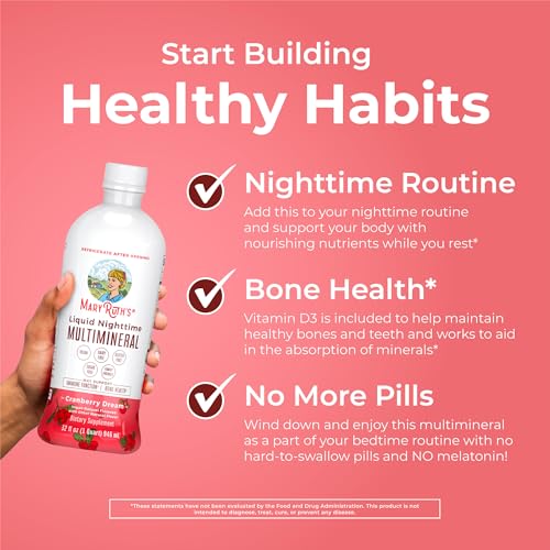 Image of MaryRuth's Liquid Nighttime Multimineral | NO Melatonin | Bedtime Routine | Magnesium Citrate | Calcium | Zinc | Vitamin D3 | Available in 4 Flavors | Vegan | Sugar Free | Gluten Free | 32 Oz