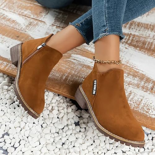 Bottines courtes à talon bloc avec fermeture éclair confortable