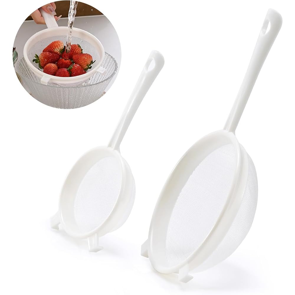 2-Pack Plastic Kefir Strainer Set – 3.9" & 6.3" Fine Mesh Non-Metal Sieves for Kefir Grains, Milk Kefir, Water Kefir, Kombucha & Kitchen Use – BPA-Free, Durable & Easy to Clean