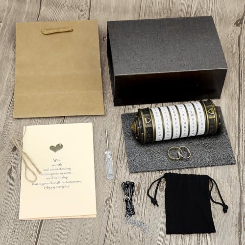 Da Vinci Code Cryptex Puzzle Box, Mini Cryptex Lock Money Puzzle Box with Hidden Compartments, Anniversary Valentine's Day Romantic Birthday Gifts for Her Men Women Girlfriend (White) - Image 4