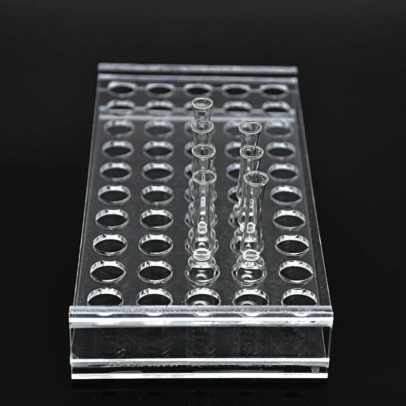 Transparent Ampoule Stand Sample Bottle Holder - 50-Well Rack for 1ml to 20ml Injection Bottles - 5x10 Arrangement(20ml)