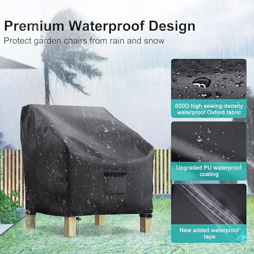 Image of 2 Pack Outdoor Patio Chair Covers Waterproof 40 inchWx40 inchDx36 inchH, Black