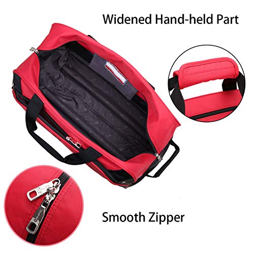OIWAS Small Rolling Duffle Bag with Wheels 22 inch Travel Carry On Luggage Tote Suitcase Unisex-Adult Short Term Trips Expandable 45L to 55L Women Men Red