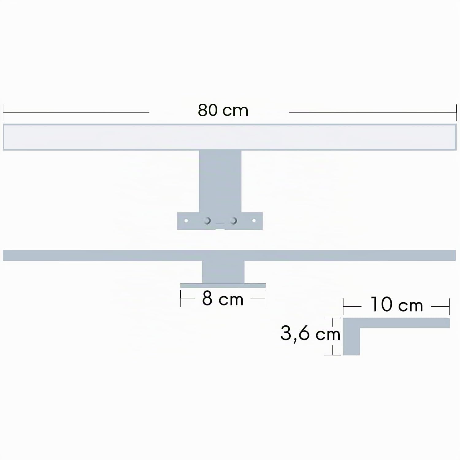 kalb | 80cm LED lámpara de baño lámpara de espejo 230V, negro (blanco calido)