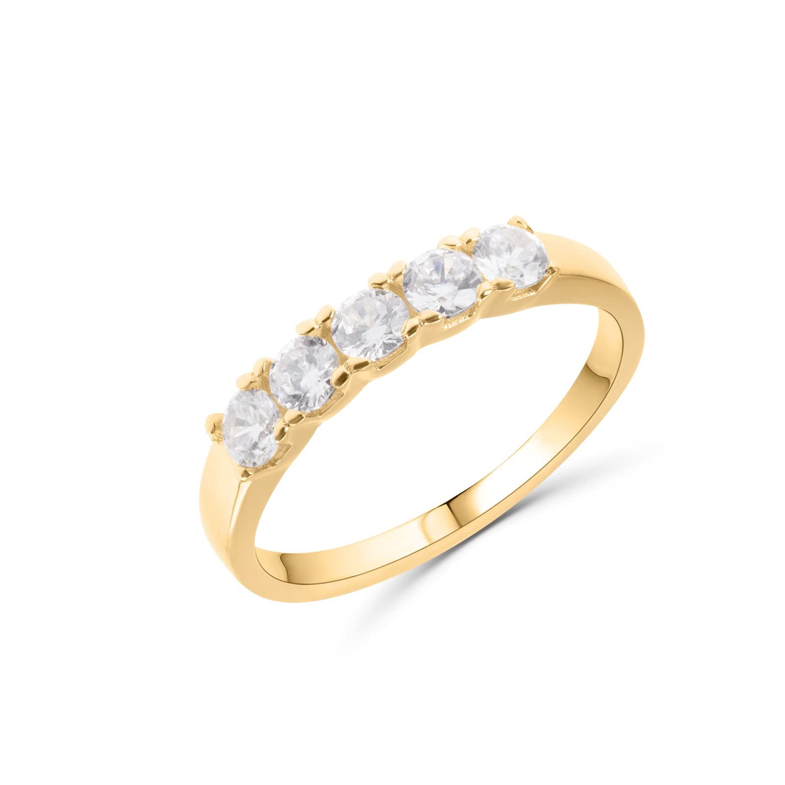 Nieten-Ring für Damen, 925er Silber, 18 Karat vergoldet, mit Zirkonia
