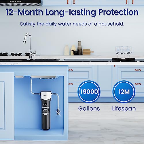 Image of Vortopt Water Filtration, Q5-C2 28000 Gallon Under Sink Water Filter | NSF /ANSI 42 Certified Water Purifier for Sink,Large Flow Flux, Reduces PFOA /PFOS, Direct Connect to Kitchen Faucet.