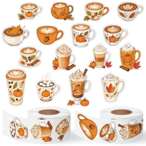 Image of Autumn Latte Coffee Self Adhesive Sticker for Laptop DIY Gift | Waterproof, Self Adhesive Vinyl Decal, Bright Color Clear Printing, Easy Peel