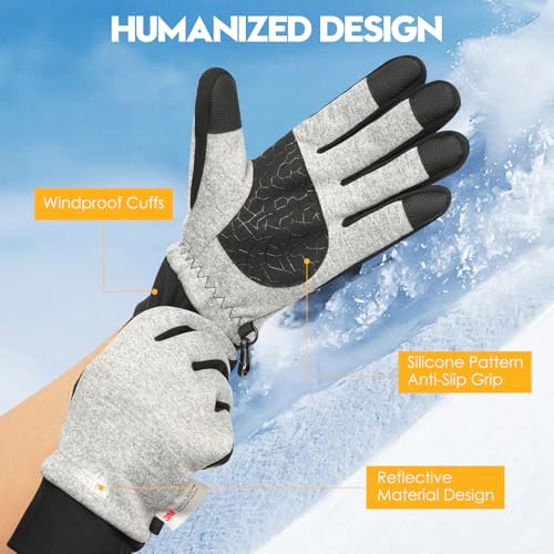 Image of Bruvoalon Winter Gloves for Women & Men, 3M Thermal Insulation, Lycra Fabric, Touchscreen, Anti-Slip