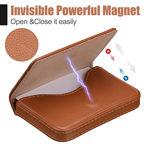 3 Pcs Business Card Holder Pu Leather Business Card Wallet Pocket Business Card Case Presentation Cards Holder Leather Notecard Holder Slim Name Card Holder With Magnetic Shut For Men Women Office #TOP2