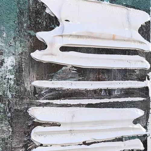 Art mural abstrait vert blanc peinture sur toile géante décoration épurée