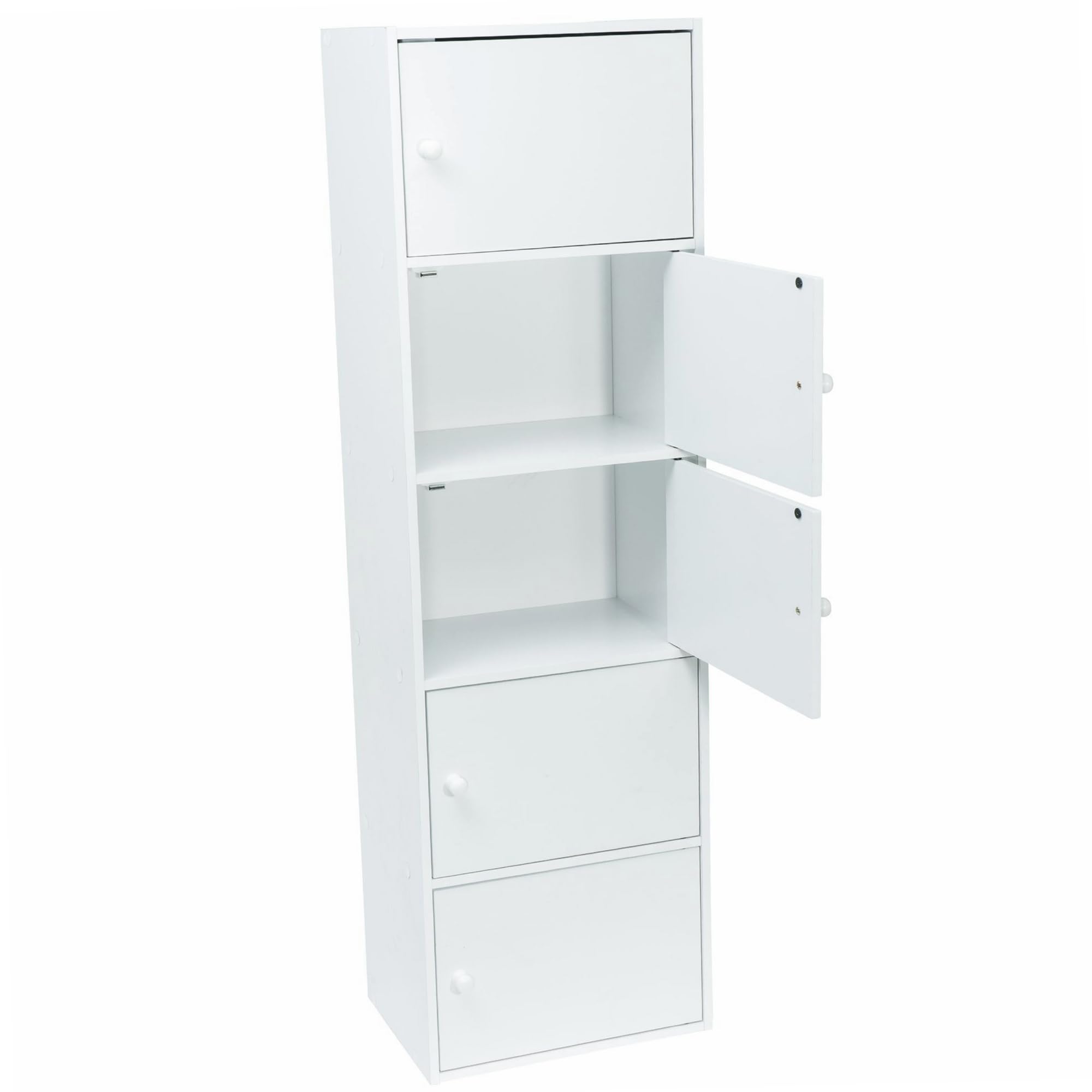WERKA PRO Meuble Blanc à Portes - 5 Portes - Panneaux de Bois MDF - 133 x 40 x 29 cm - Livré en Kit avec Plan de Montage - pour Salle de Bain, Couloir ou Chambre - Robuste et Élégant