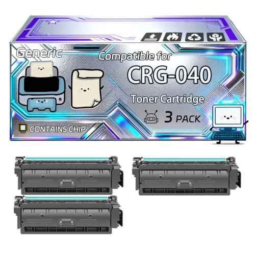 Image of CRG-040 Toner Cartridge Compatible for Canon i-SENSYS LBP-710Cx LBP-712Cx Printers, With Chip, 6300 Pages, Vibrant Colours (3 Pack Black)