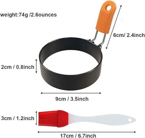 Vista 4 de 3.5 inch Egg Rings for Frying Eggs,4 Pack Non-Stick Egg Patty Maker, Pancake Mold for Indoor Camping Breakfast Sandwiches Egg Mcmuffins