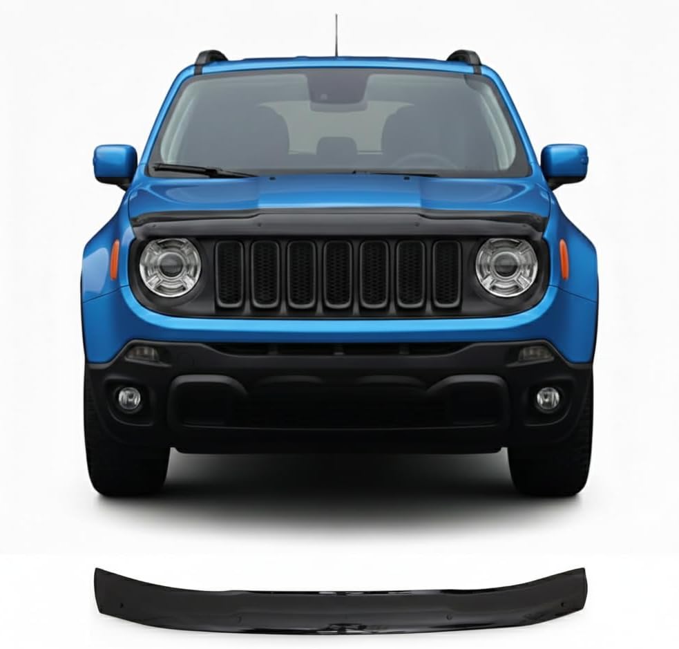 Front Hood Deflector Bugflector/Bug Shield Compatible with Jeep Renegade 2015-2023, Low Profile Hood Protector, ABS Bug Guard Design, Auto Exterior Accessories, Black