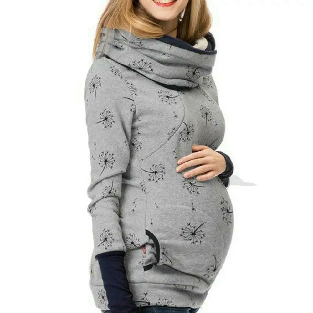 GLDFW Jesienna bluza ciążowa ubrania do karmienia piersią bluzy z kapturem kobiety top do karmienia bluza ciążowa