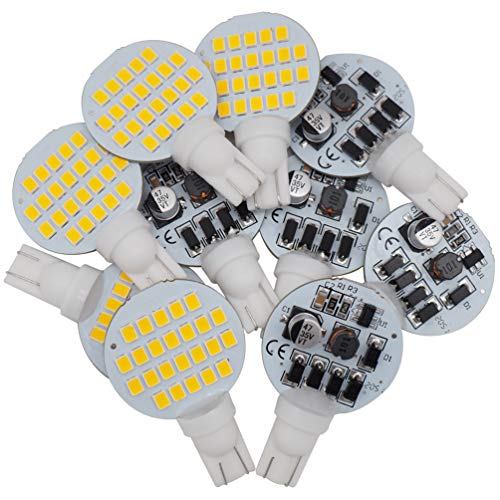 GRV T10 921 194 24-2835 SMD LED Bulb lamp Super Bright Warm White AC/DC 12V-24V Pack of 10