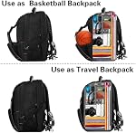 Travel Laptop Backpack, Extra Large school backpack for Men, Water-Resistant Basketball Backpack with RFID Pocket, Anti Theft TSA Approved, College Student Bookbag Fits 17 Inch Computer Notebook