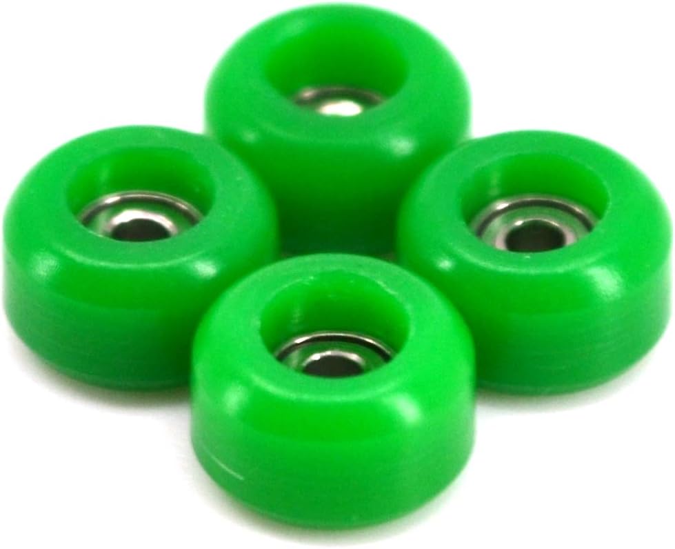 Teak Tuning CNC Polyurethane Fingerboard Bearing Wheels, Green - Set of 4 Wheels - Durable Material with a Hard Durometer