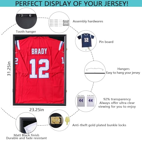 Image of Jersey Frame Display Case 4 Pack - Jersey Display Case Jersey Shadow Box with Uv Protection Acrylic and Hanger for Baseball Basketball Football Soccer Hockey Sport Shirt and Uniform,Black Finish