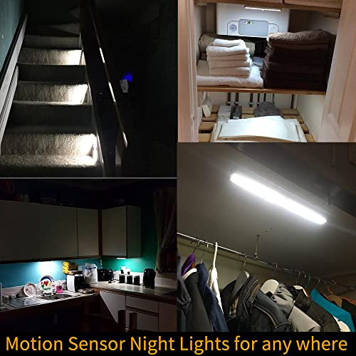 Moston Motion Sensor Closet Lights, 3 Pack 20 Led Cordless Under Cabinet Lighting With Built-In Rechargeable Battery, Stick-On Anywhere Magnetic Night Lamp For Cupboard Cabinet Kitchen Stairs #TOP2