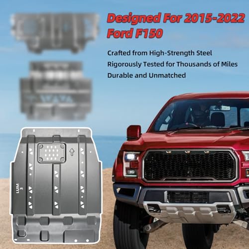 Image of High-Strength Steel Transmission Skid Plate for Ford F150 2015-2022 | OEM Under Diaper Rear Skid Plate - Heavy Duty, Hardened Build | Easy Installation | Rear Axle & Components Reinforcement Kit