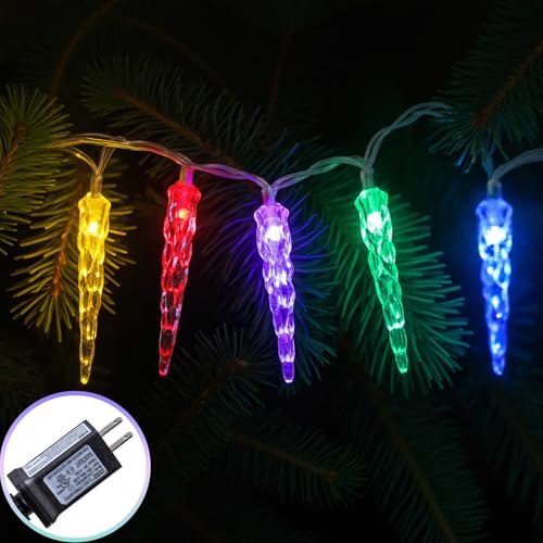 Lumières de Noël en forme de stalactites 7,6 m étanches 8 modes pour arbre
