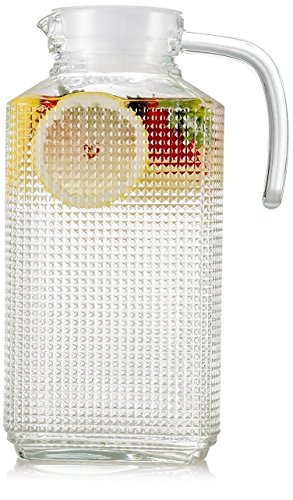 Circleware 66551 Frigo Textured Carafe Glass Drink Pitcher with Handle New Fun Party