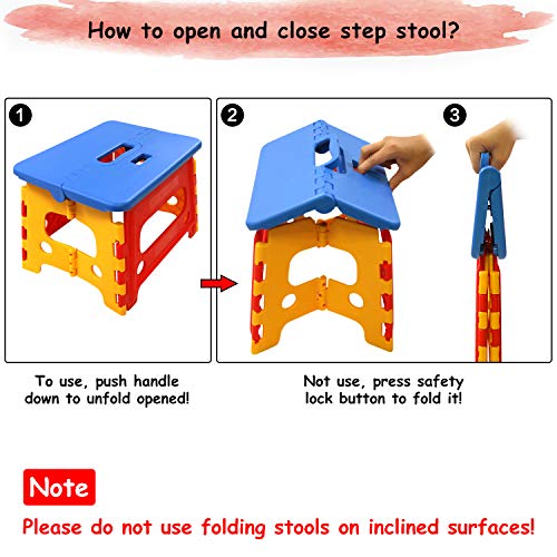 Kids Folding Step Stool For Toddlers Bathroom Sink – Safety Lock To Stable（1 Pack = Red+Blue） #TOP7