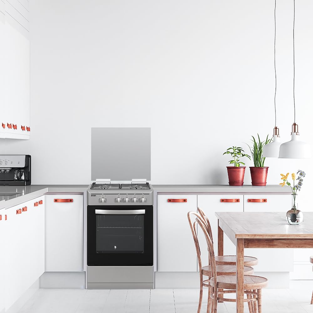 Svan Kuchenka butanowa z piekarnikiem 55 litrów Inox SKG4500X - 4 strefy gotowania, piekarnik z grillem, zestaw do konwersji gazu naturalnego, wykończenie ze stali nierdzewnej