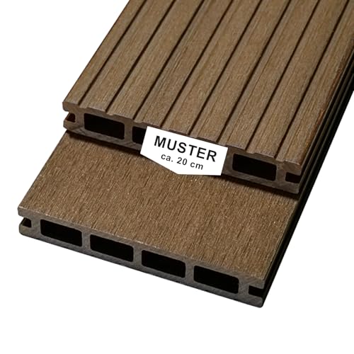 Woodstore24 Terrassendielen WPC Diele Komplettset WoodoRhodos (20 x 120 mm Länge: 2 4 m) Braun (Braun Muster)