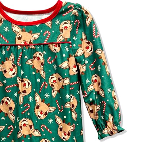 Komar Kids Rudolph The Red Nosed Reindeer Pajamas Girls Nightgown - Cozy Christmas Loungewear PJs for Toddlers Girls2