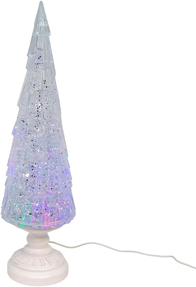 Kurt Adler 17.25" Battery Operated USB LED Lighted Christmas Tree Lantern with Spinning Glitter Water.